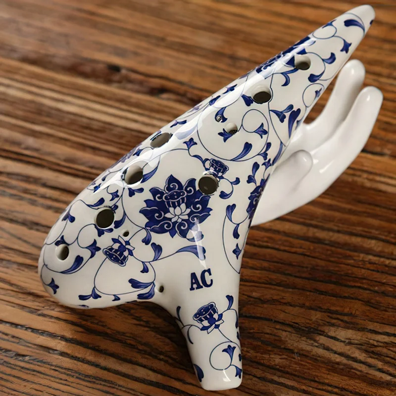 12孔陶笛蓝白陶瓷中音C陶笛传奇中国传统乐器| Alibaba.com