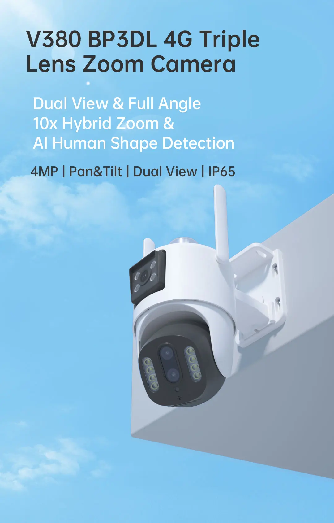 V380 Auto Tracking 4g Camera indoor outdoor V380pro H.265 Cctv Dome Camera with 4G sim Card network 10X zoom Wifi monitoring details