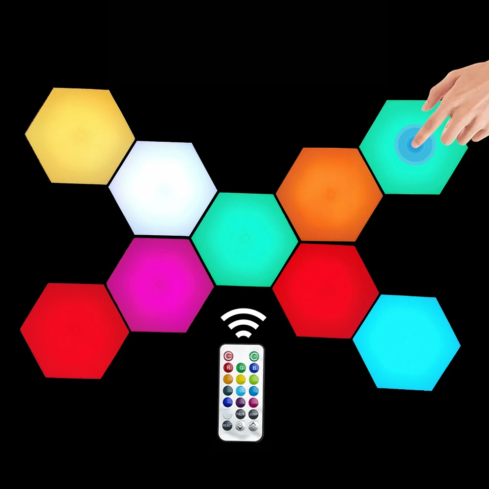 USB Connection Smart Hexagonal Wall Lamp Geometry Splicing Touch Decoration Lighting Led Night Light