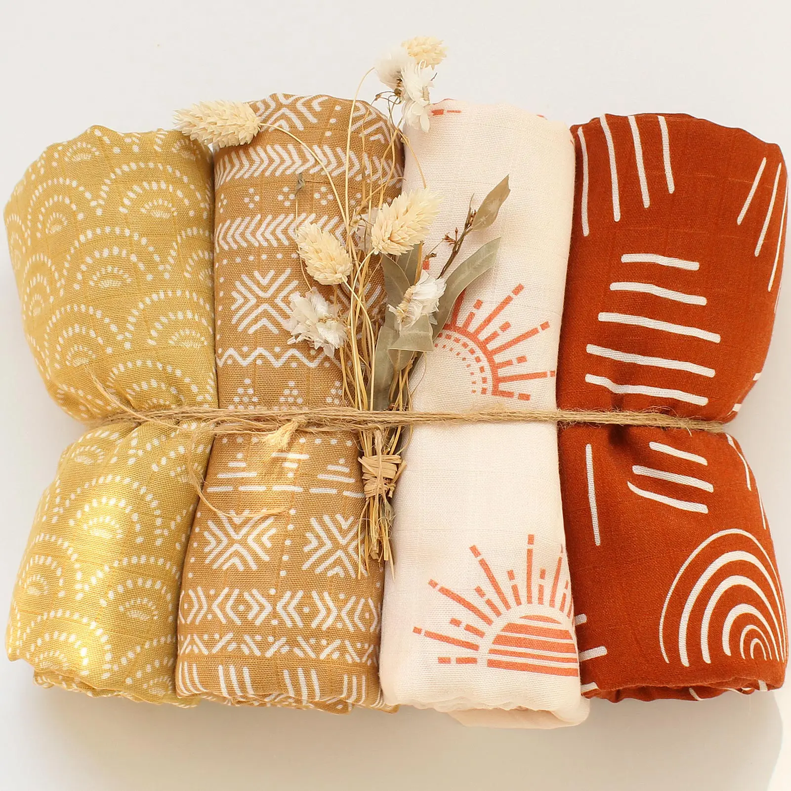 Wholesale Rainbow Organic 100 Cotton Bamboo Fabric Muslin Swaddle