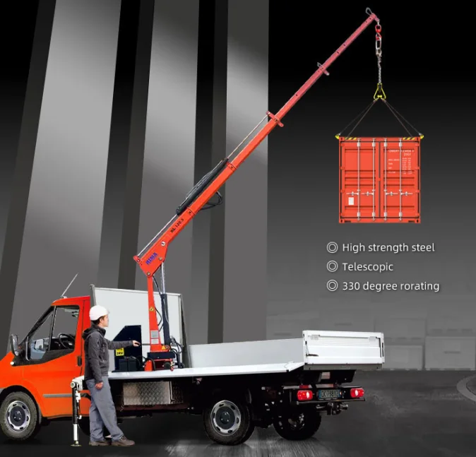 High Quality 1.3ton 12v Telescopic Mini Pickup Truck Crane for Truck