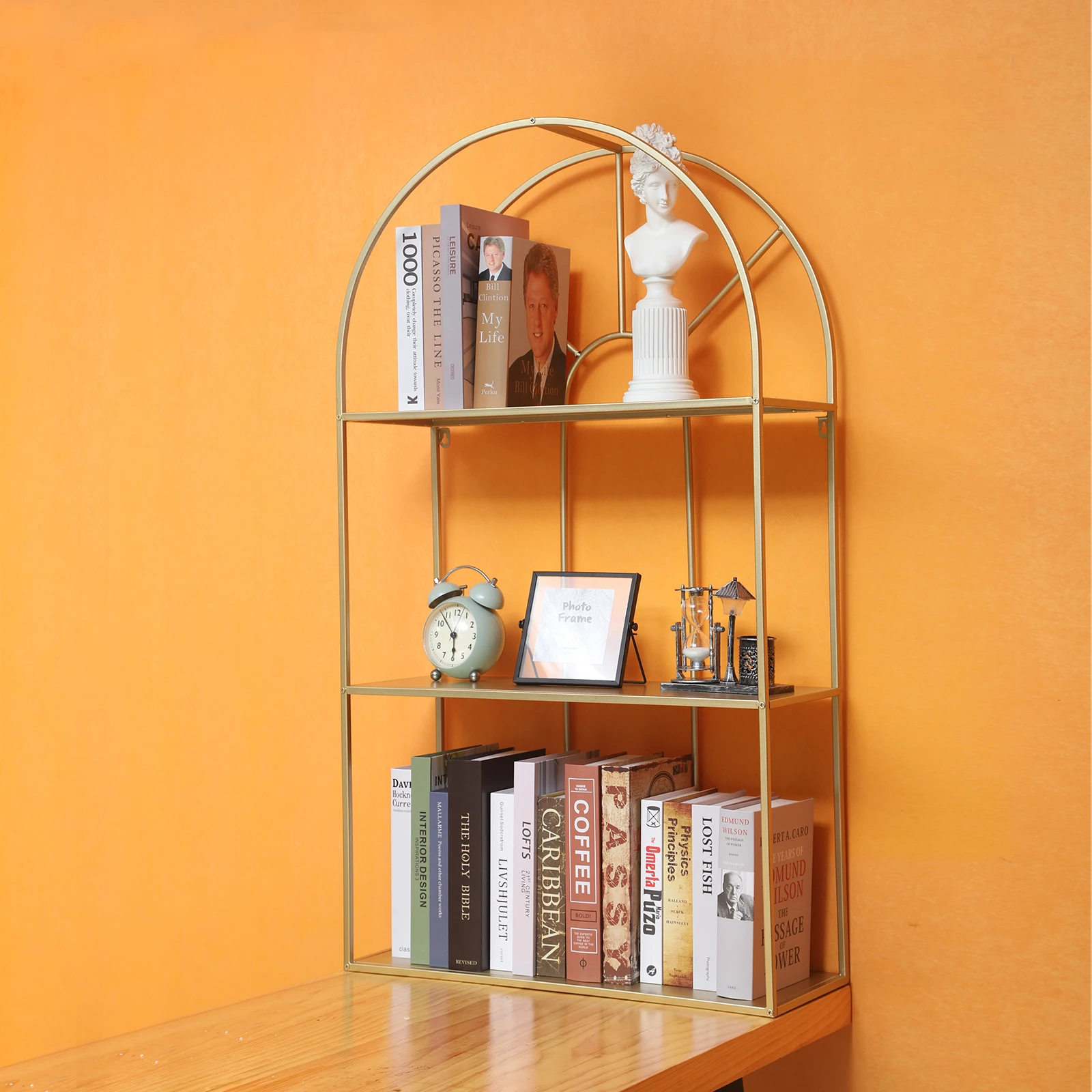 Modern Gold Arch Window Metal Bookshelf Wall Shelf For Home Decor Buy