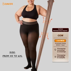 Custom 6XL Fleece Waist Snatching Tights Women Winter Tummy Control Leggings Semi-Transparent One-Seam Shaping Pantyhose
