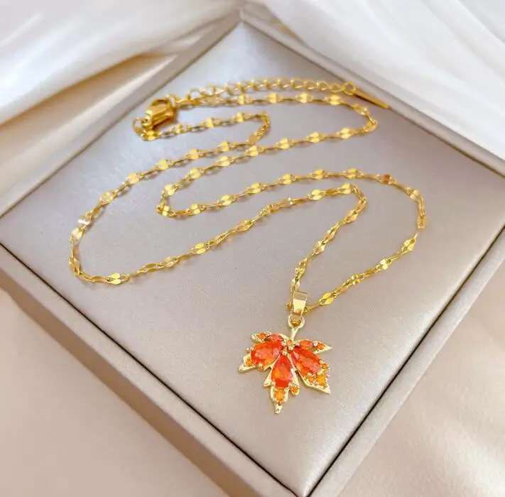 Orecchini Pendenti A Foglia D'acero Autunnale – Multicolore Rosso Arancio Verde – Gioielli Moda