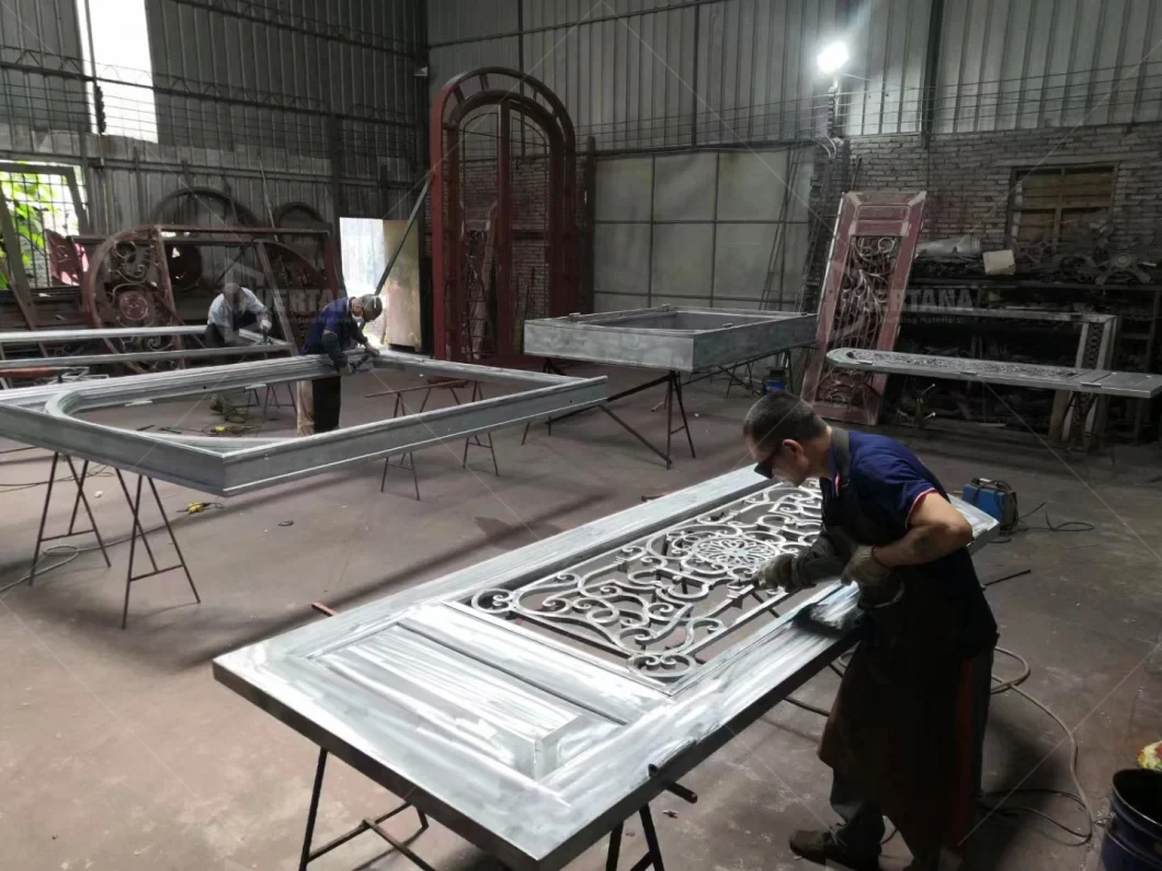 American Entrance Security Steel Doors Exterior Iron French Doors Double Glazed Glass Front