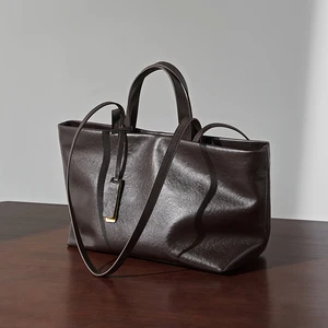 2026 Trending Top Genuine Leather High Quality Vintage Tote Handbags for Women Luxury Solid Color Shoulder Bucket Bag Wholesale