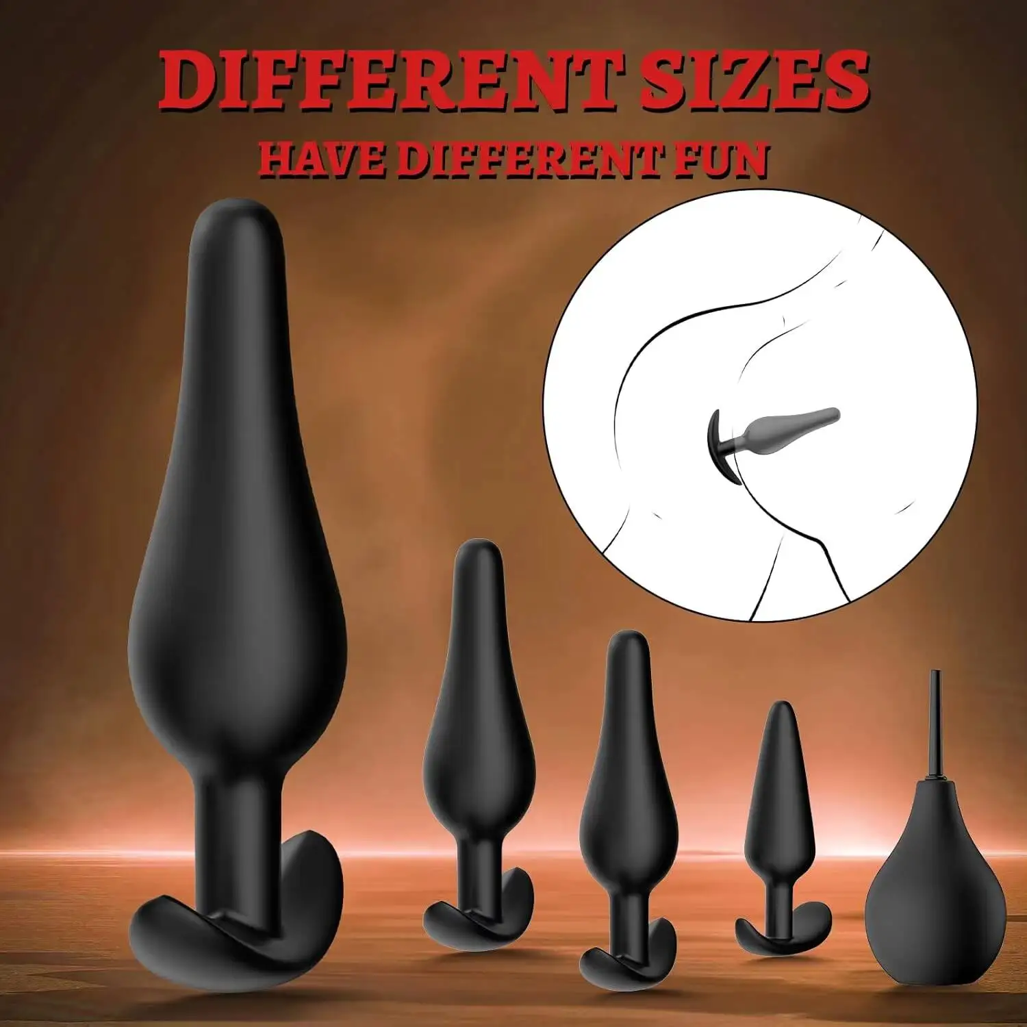 Anal Vibrator Lesbian Sex Toys  5-Piece Silicone Training Kit for Enema  and Prostate Massage, Ideal Lesbian Sex Tools
