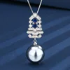 Blue Gray bead pendant with chain