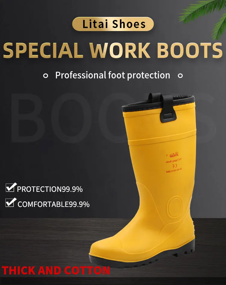 Wellington Long Barrel Rubber Mining Safety Pvc Gumboots Rain Boots ...
