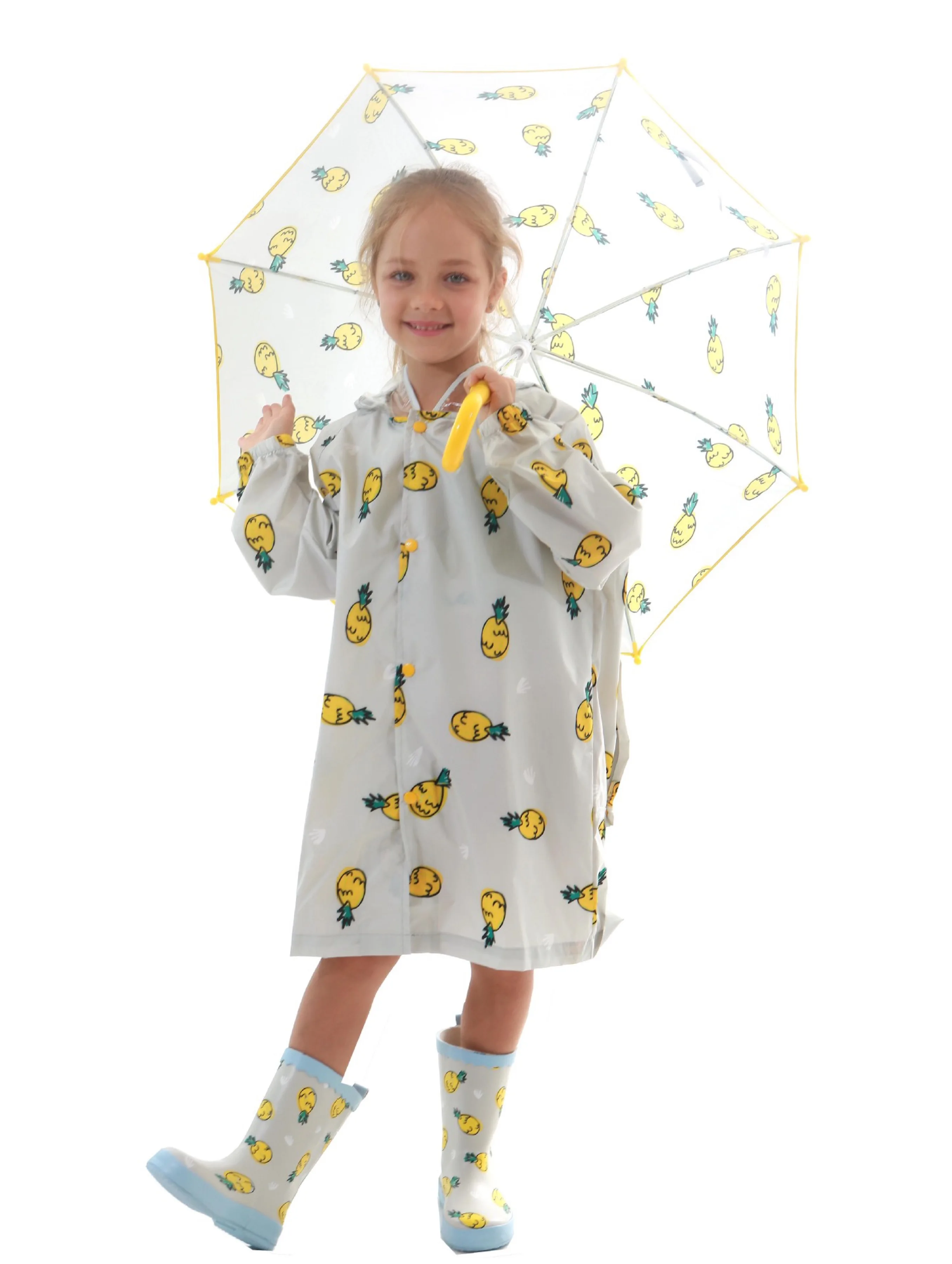 Students Whole Sets Raincoat Rain Boots And Umbrella For School High
