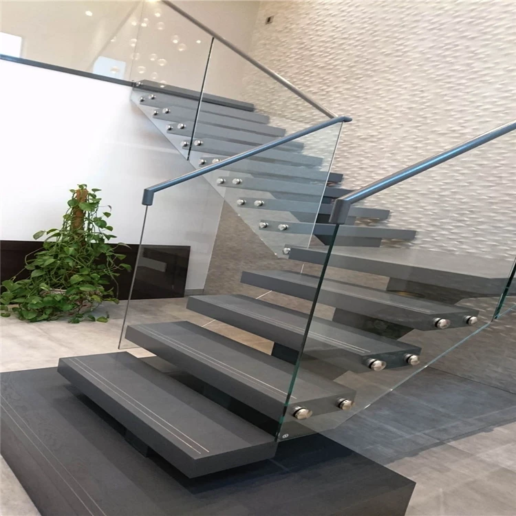 Modern Home Stairs Design Mono Stringer L Shaped Straight Steel Staircase