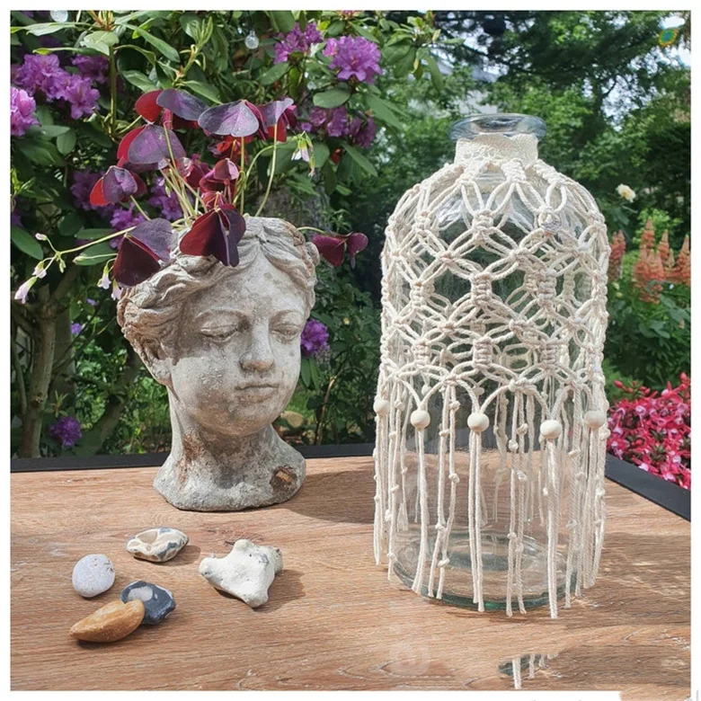 PH1010 Free Samples Custom Holders Bottle Covers Macrame Candle Cover Holder Macrame Jar Covers