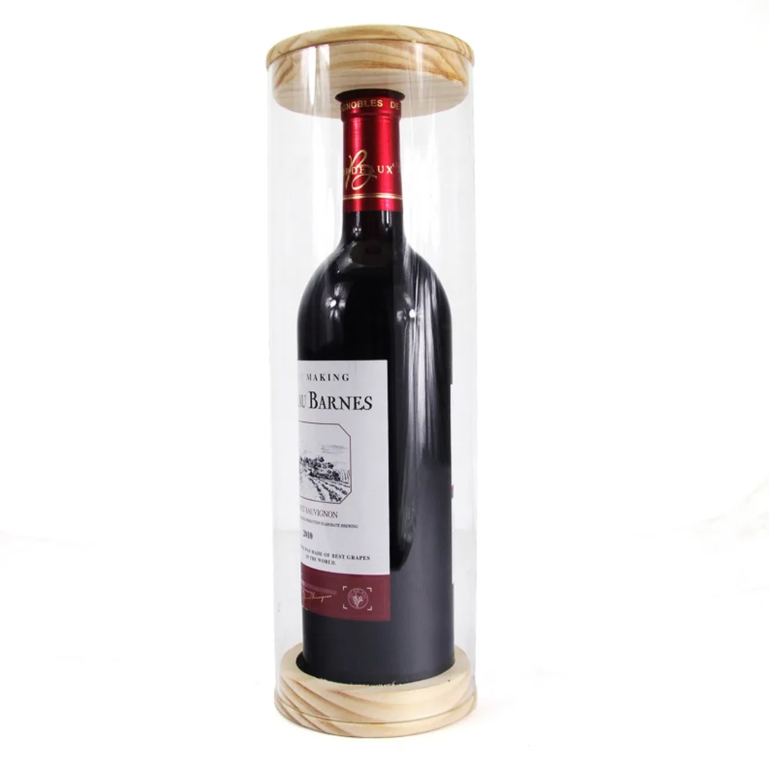Xinkeda Factory Supply Custom Wine Transparent Round Packaging Gift Box Single Red Wine Display