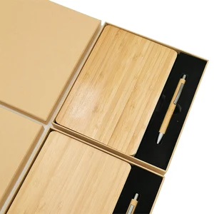 Wholesale Custom A5 Bamboo Notebook Set with Personalized Logo Design Business or Student Journal Promotional Gift Set