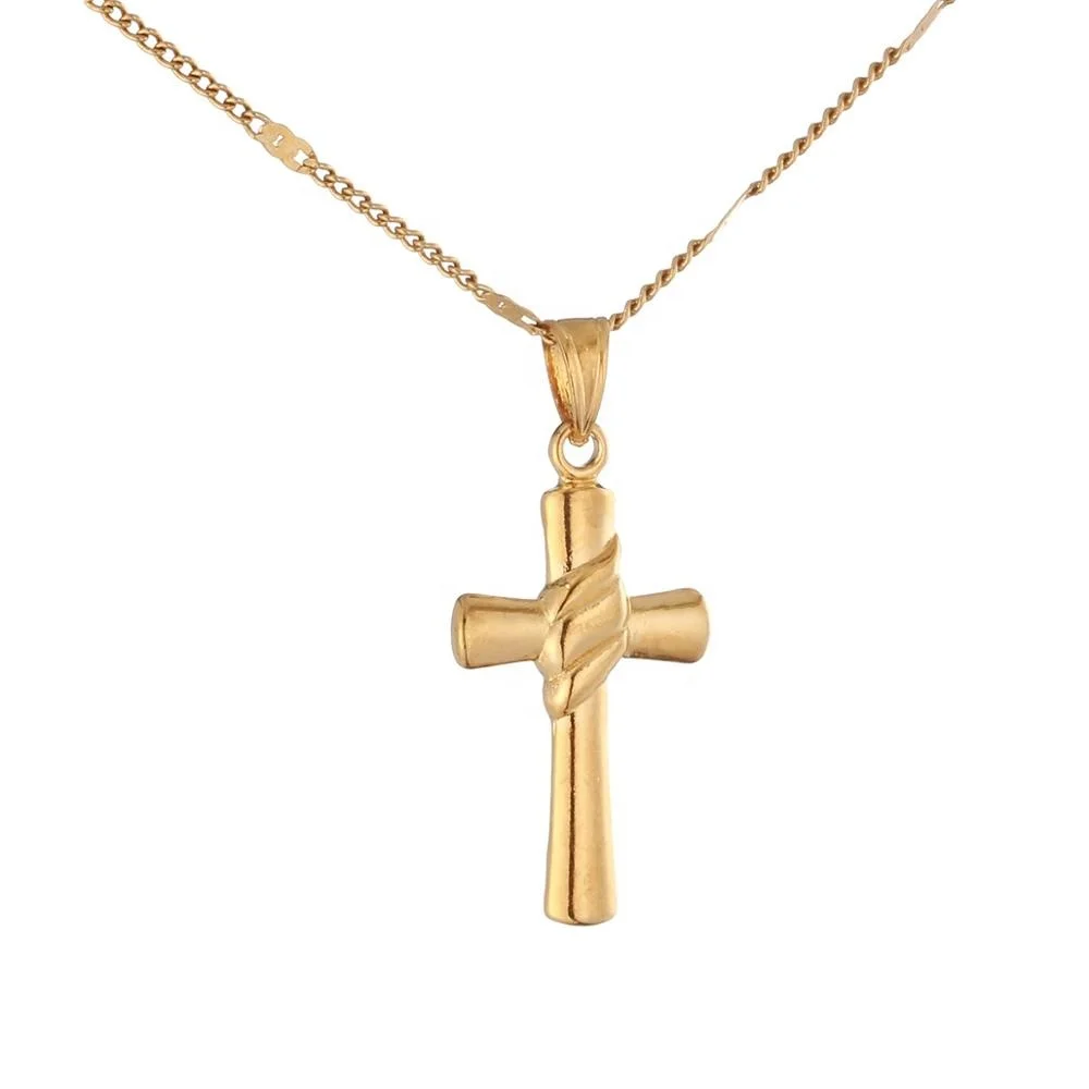 Trendy Cross Necklace Cute 24k Gold 