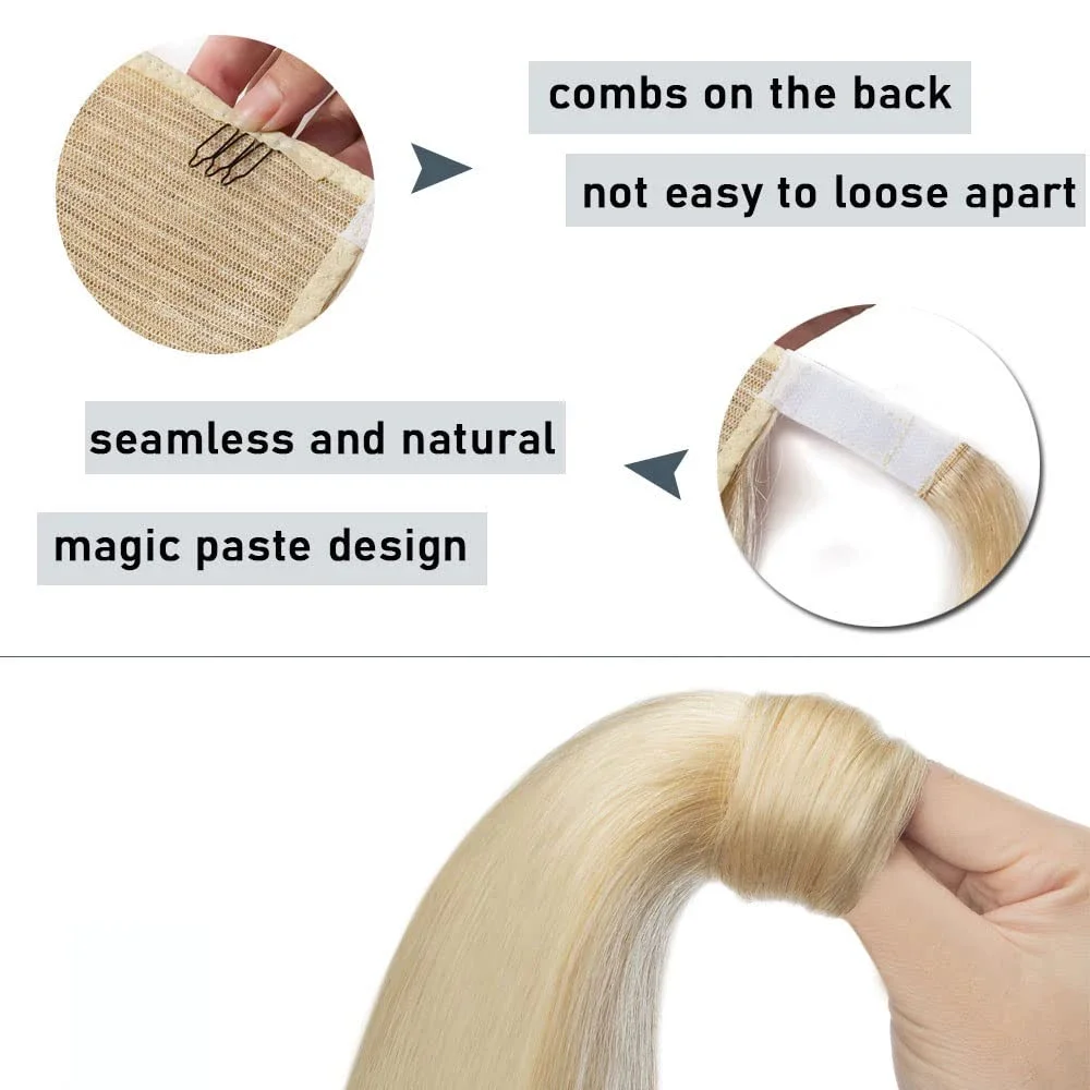 Straight #613 Wrap Around Ponytail Extensions, Clip in Human Hair Ponytail Extension for Women_voghion.com