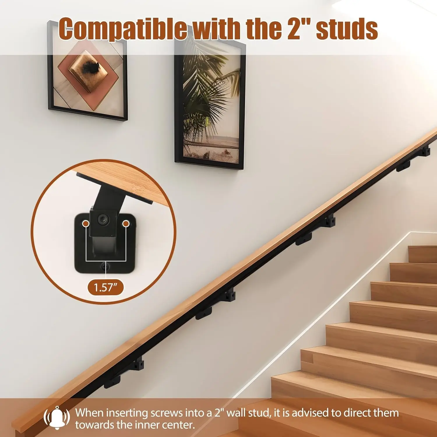 Swivel Handrail Bracket Kit Heavy Duty Metal Adjustable Wall Shelf Stair Railing Hand Rail