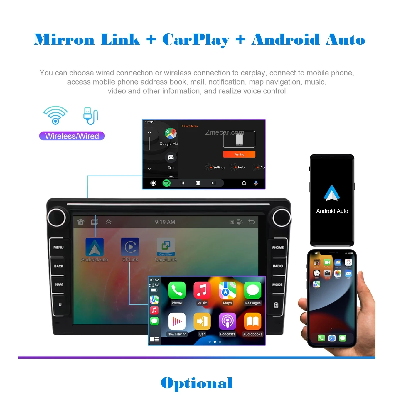 Android Car Radio 8 Inch Touch Screen Double Din 1+16GB Radio BT WIFI GPS Car Dvd Player  for VW/PASSAT/POLO/GOLF 5/6
