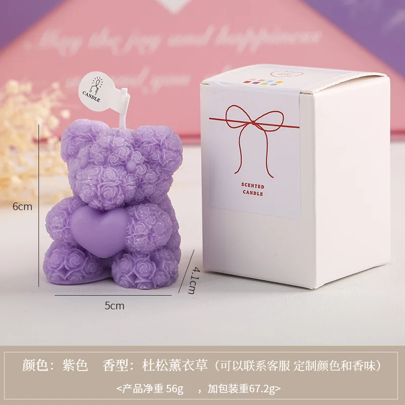 Valentine's Day Gifts - Scented Candles with 3D Rose Bear