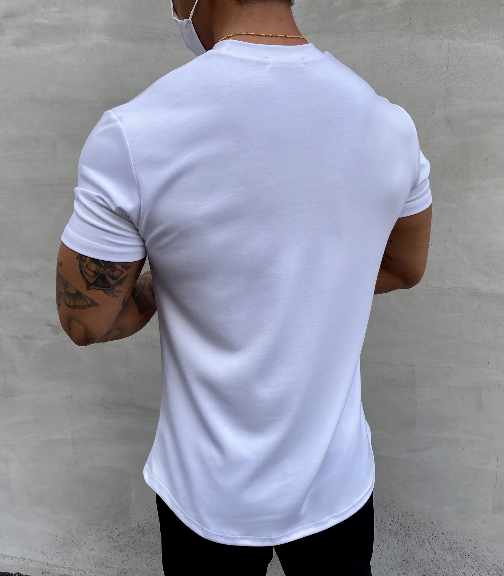 Elastic Custom Logo Short Sleeve Mens T Shirt Training Fitted Workout ...