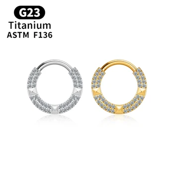 G23 Titanium Nose Ring Cartilage Earrings Piercing Jewelry Daith Hoop Hinged Segment ASTM F136 Tit Fashion Body Jewelry CZ