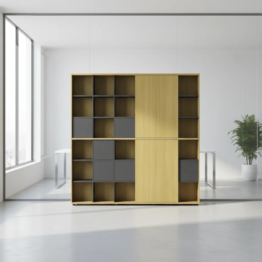 Executive Seven-Door Solid Wood Filing Cabinet with Aluminum Trim Adjustable Modern Home Office Storage Commercial Solution 2