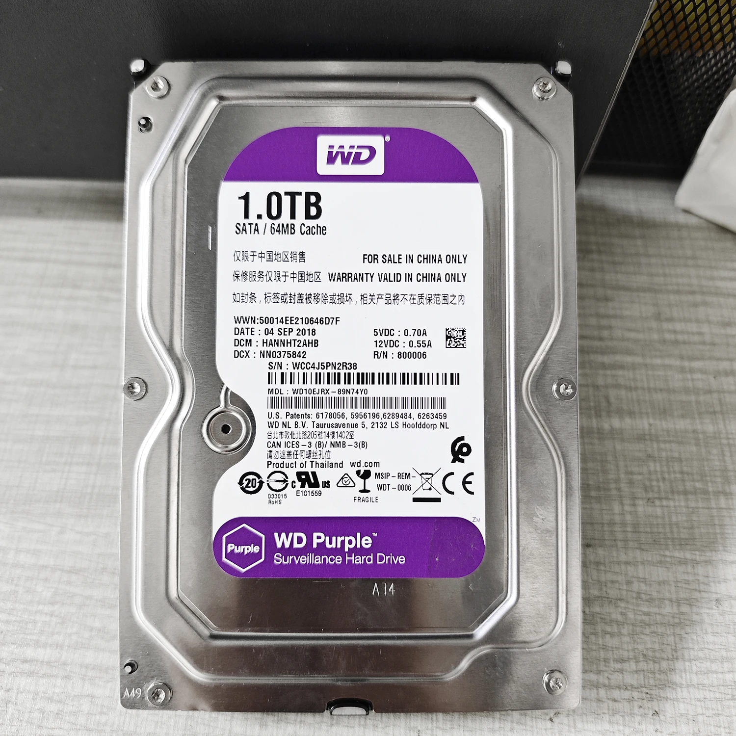 Восстановленный жесткий диск wd purple hdd 1 ТБ внутренний для операционной системы