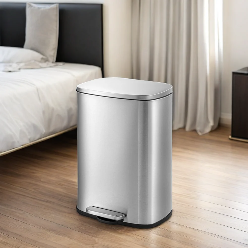 Hot Selling Commercial 3L 5L 12L Home Stainless Steel Trash Can Kitchen Household Metal Dustbin Stainless Steel Pedal Dust Bin factory