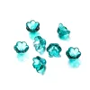 Glass flower beads - transparent blue-green