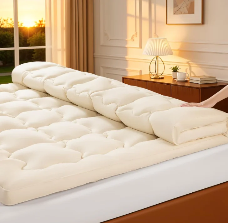 Baimai Soft Support Skin-friendly Pure Organic Cotton Fabric Luxury 100% Australia Merino Wool Mattress Topper