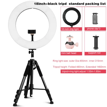 Tiktok Broadcast Stand with 18 14inch LED Ring Light Mobile Microphone Clip for Selfie Stick Video Record Reel Streaming Product detail image
