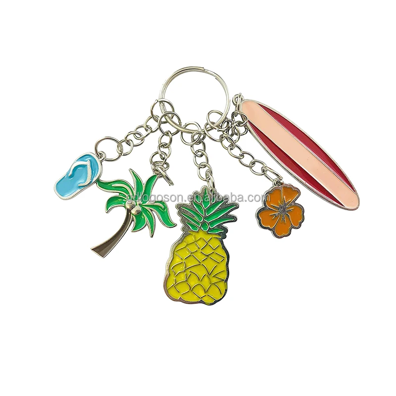 Hawaii Palm Tree Souvenir Keychain - Blue, Yellow & Black Palm Tree Enamel Keychain – SoHa Living main image 3
