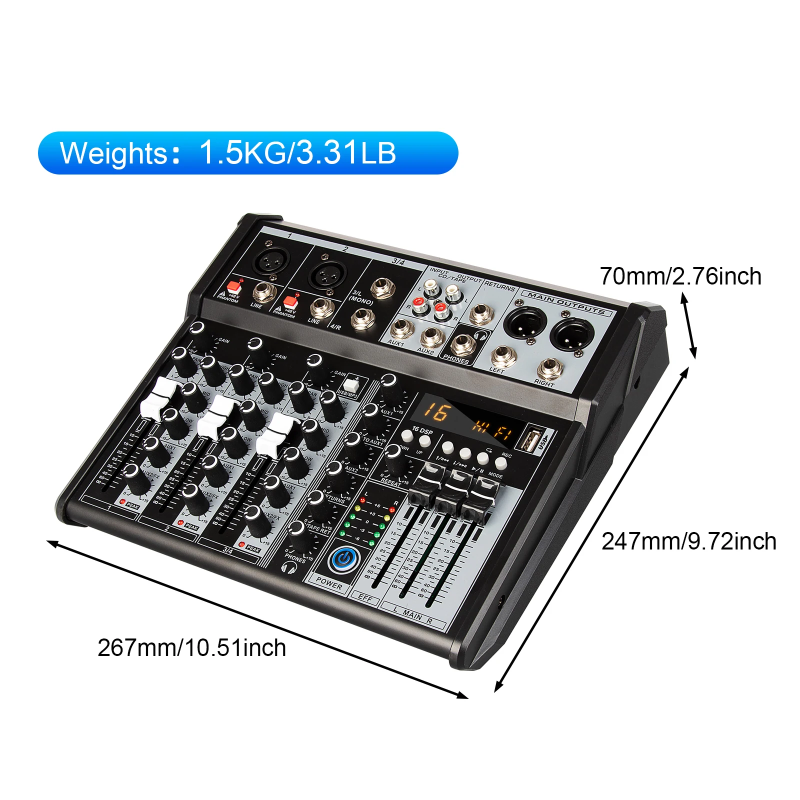 KA4 DJ Mixer USB 4 Channels - Best Audio Mixer for KTV KA4 DJ Mixer USB 4 Channels - Best Audio Mixer for KTV