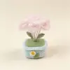 Peach Pink barbei|Feather yarn rose crocheted potted plant
