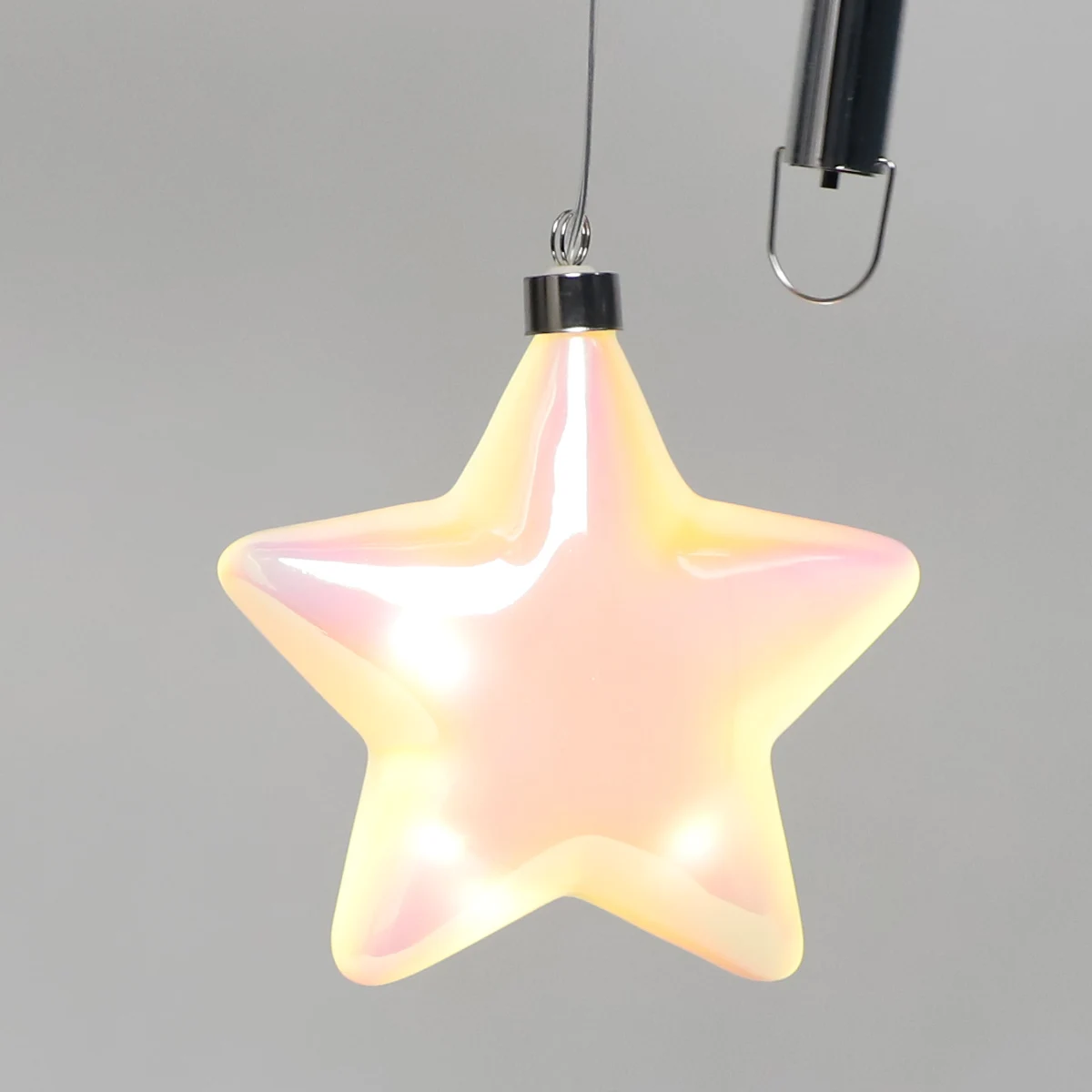 Good Quality Glass Star Ornaments Led Lights Glass Hanging Ornament Christmas Decorate Light factory