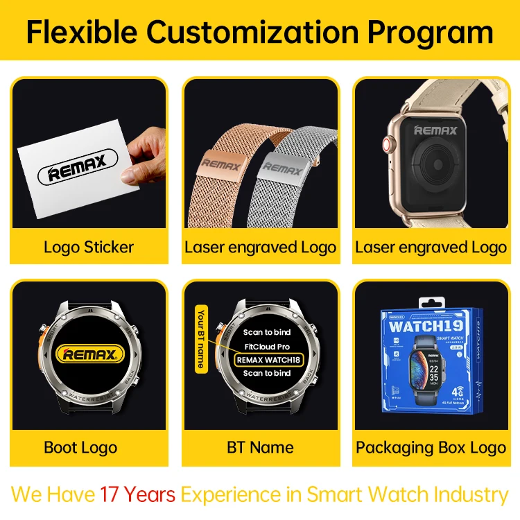 Remax NFC Intelligent Connected Mobile Watch OLED Custom Logo 1.96 Smart Watch Display Smart Health Watch 2025 Smartwatch