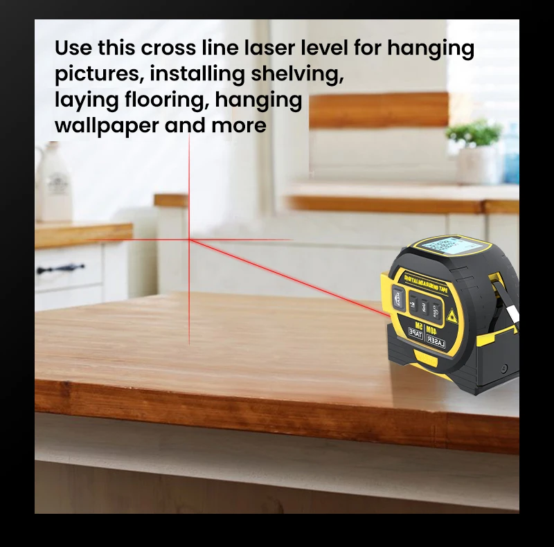 Laser Distance Meter 3 in 1 with 5mTape 40m/60m Laser Measure & Laser Cross