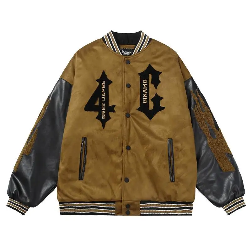 High Quality Men and Women Chenille Embroidery Leather Sleeves Custom Baseball Letterman Varsity Jacket_voghion.com