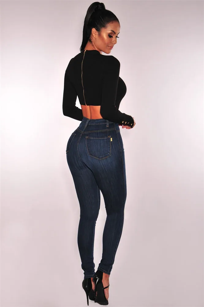 Jeans skinny de cintura alta - Mulher
