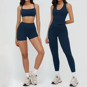 Custom Logo Fitness Clothes Woman Sports Bra Yoga Gym Activewear Set 4 Piece Leggings Gym Fitness Sets for Women