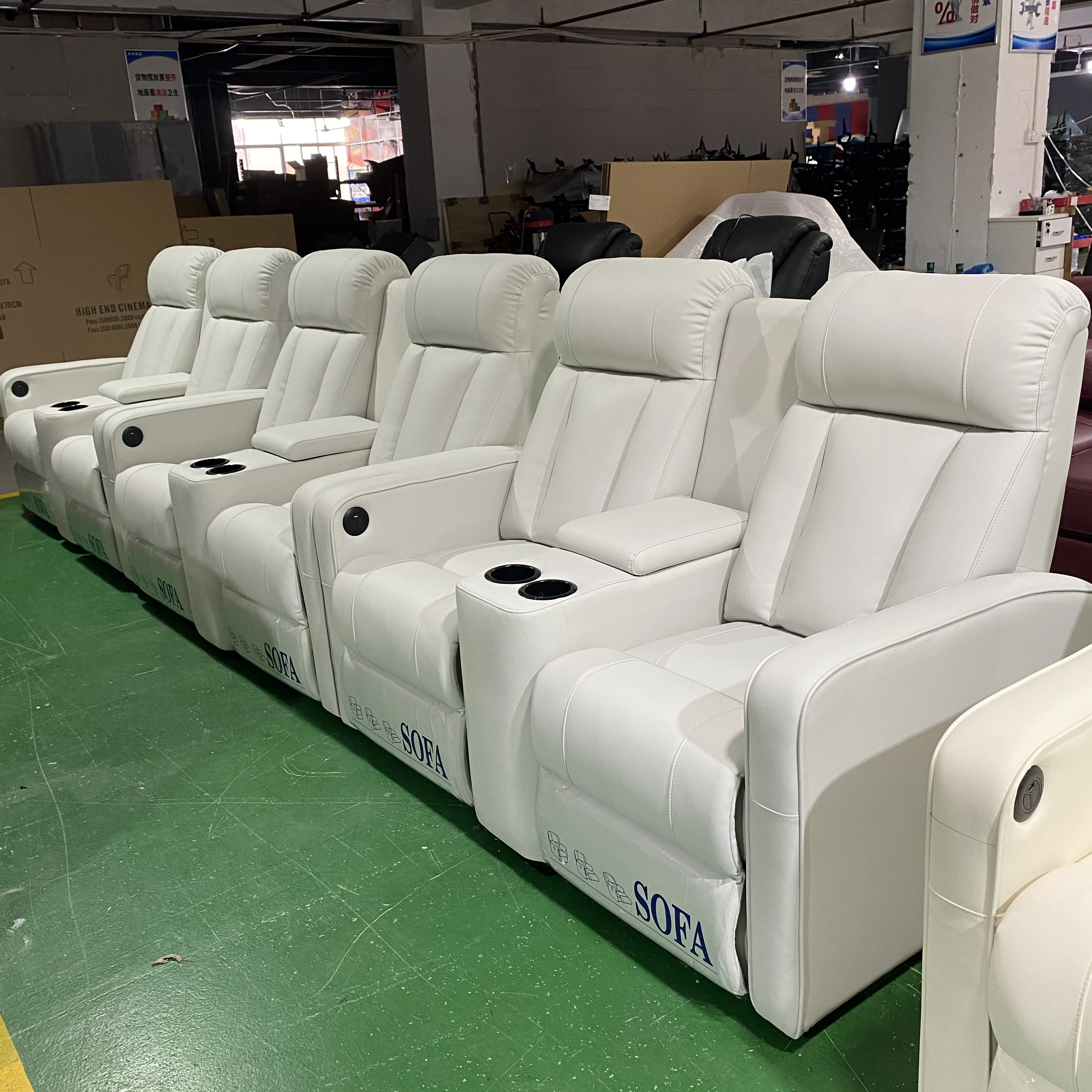 Gray Color Movie Chair Theater Seats Cinema Room Sofa Set Theatre Seating  Electric Theater Recliner Massage Living Room Sofa