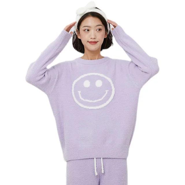 thick knitted  sleepwear set loungewear 2 Piece Nightwear  autumn and winter pajamas OEM and ODM