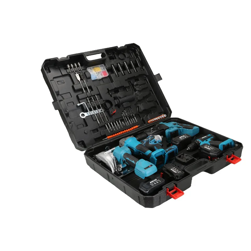 5pcs Set Combination Brushless Electric Power Tool Kits Portable Cordless Hammer Impact Drill Angle Grinder Wrench Circular Saw