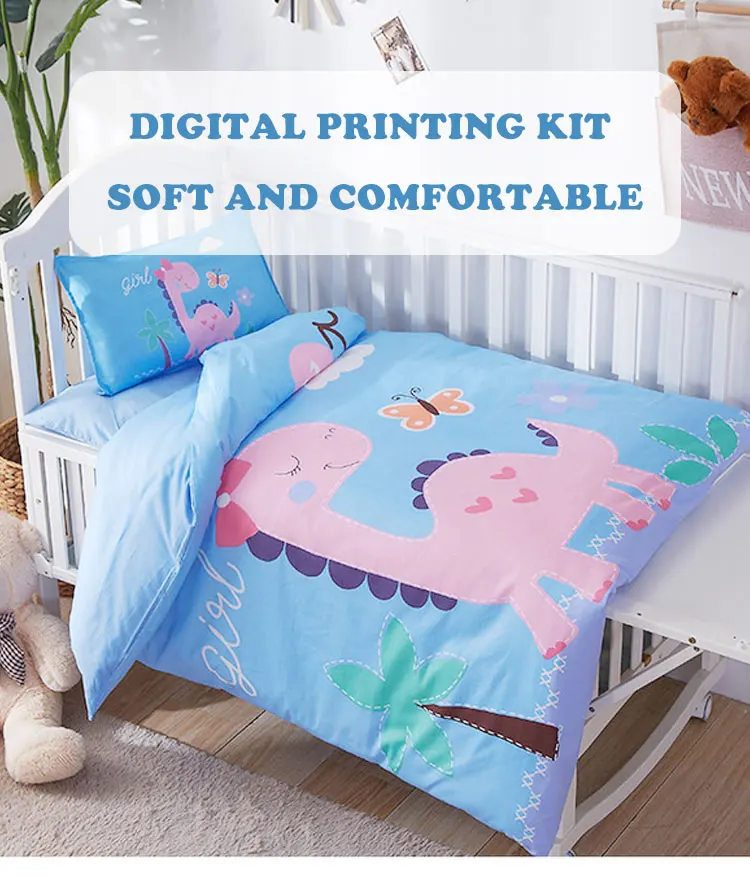 Cartoon Printed 100% Cotton Bedroom Crib Bedding Set Air Permeable Baby Duvet Cover King Twin Sizes for Comforter for Hotels manufacture