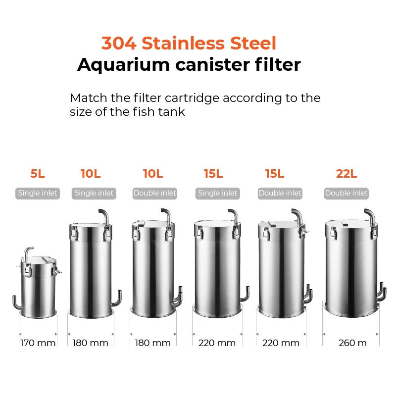 Aquarium External Filter Fish Tank Filter Aquarium Stainless Steel Canister Filter