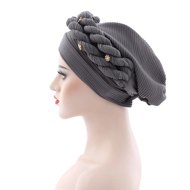 European and American New Popular Messy Linen Wrinkle Braid Cap 3D