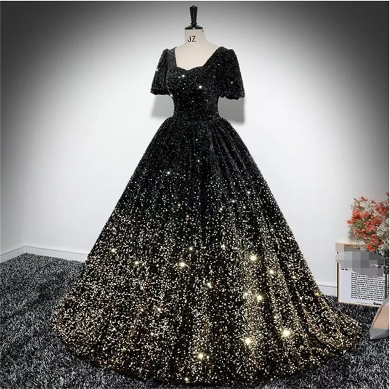 XS-XXXL Ladies Fashion Luxury Elegant Evening Gowns Dress 2025 New Puffy  Sequins Dresses for Women