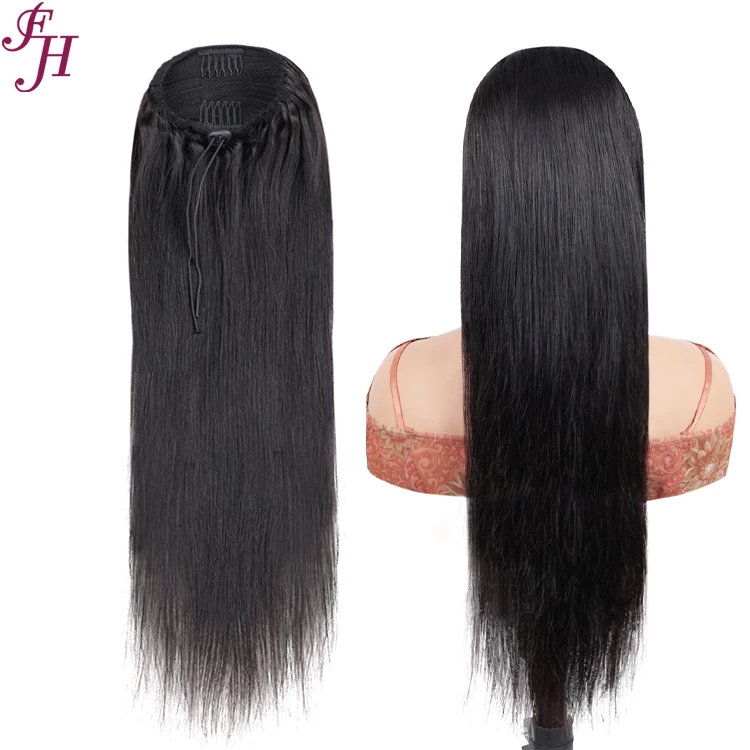 FH Afro Puff Drawstring Kinky Curly Ponytail Human Hair Straight Vietnamese Hair Afro Kinky Puff Ponytail