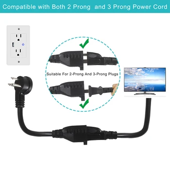 16AWG NEMA 5-15P 電気ケーブル 90度直角 USA 3ピン プラグ オス-メス