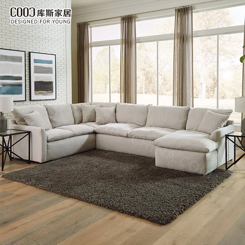 Modern Contemporary Comfy Modular Sofa Comfortable Soft Cloud Couch Sectional Sofa Set for Living Room Furniture